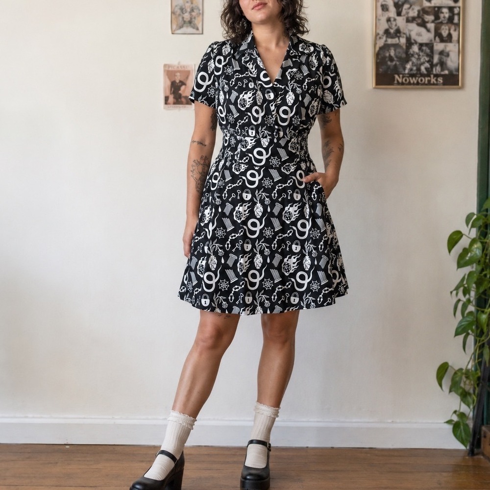 Nooworks X While Odin Sleeps Leah Dress Women's Medium Black Art Print